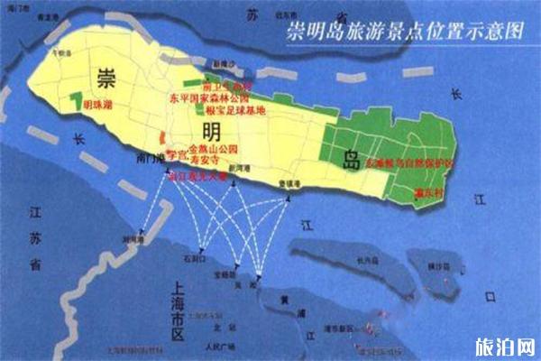 上海崇明岛旅游景点分布地图 有哪些游玩地
